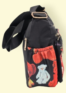 Geanta pentru femei tip crossbody R1130, material textil, curea reglabila, 25x16x13cm, Negru07 - Img 3