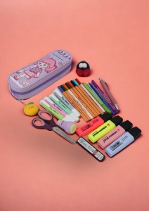 Penar pentru fete cu doua compartimente si breloc detasabil R60, 23x8x6cm, Lila - Img 9