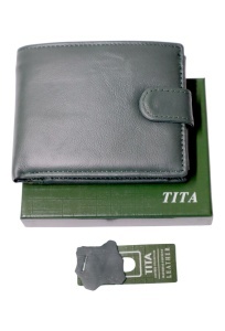 Portofel barbati din piele naturala, inchidere capsa, 12.5x10x2,5cm, R0111YK, verde - Img 3
