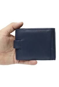 Portofel barbati din piele naturala, inchidere capsa, 12.5x10x2,5cm, R002YK, bleumarin - Img 4
