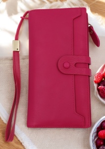 Portofel de damă din piele naturală Hassion R12 fuchsia - Img 2