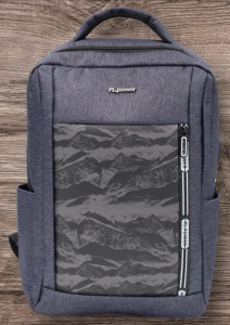 Rucsac cu port USB R7009, material textil rezistent, 42x30x14cm, Bleumarin
