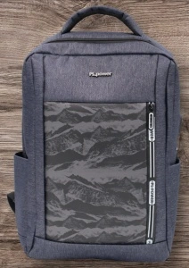 Rucsac cu port USB R7009, material textil rezistent, 42x30x14cm, Bleumarin