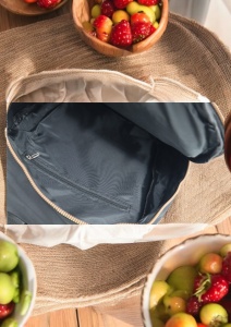 Rucsac de dama din material textil R2276, barete reglabile, compatibil A4, 34x27x12cm, negru - Img 8