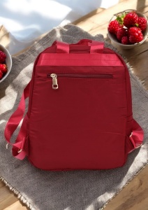 Rucsac de dama din material textil R2276, barete reglabile, compatibil A4, 34x27x12cm, Grena - Img 4