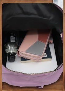 Rucsac de dama din material textil R2276, barete reglabile, compatibil A4, 34x27x12cm, Lila - Img 8