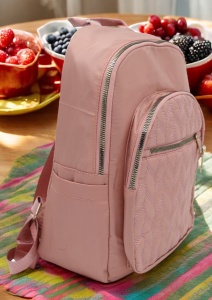 Rucsac de dama din material textil R2276, barete reglabile, compatibil A4, 34x27x12cm, Roz - Img 2