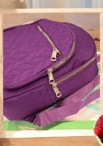 Rucsac de dama din material textil R2276, barete reglabile, compatibil A4, 34x27x12cm, Mov - Img 6
