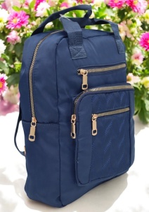 Rucsac de dama din material textil rezistent RX2282, cu manere si barete ajustabile, 34x26x10cm, Bleumarin - Img 2