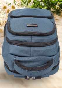 Rucsac pentru laptop R23384, impermeabil, 48x32x22cm, bretele intarite si sistem de prindere pe troler, Bleumarin - Img 5