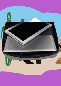 Rucsac pentru laptop R998155, gri, 49x35x21cm, bretele intarite si sistem de prindere pe troler - Img 9