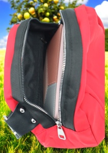 Geanta crossbody din material textil pentru femei R1929, curea reglabila, 21x18x13cm, Rosu - Img 7