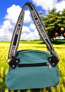 Geanta crossbody din material textil pentru femei R1929, curea reglabila, 21x18x13cm, verde - Img 3