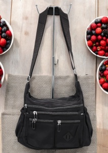 Geanta crossbody pentru femei R1017, curea extensibila, 30x20x15cm, negru - Img 3