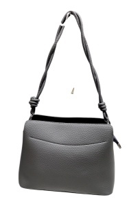 Geanta de dama crossbody, design minimalist texturat, compartimentare multipla, curea ajustabila, R87010, gri inchis