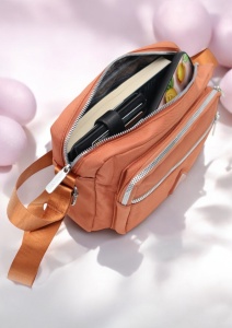 Geanta de dama tip crossbody R241, curea reglabila, 25x18x6cm, Portocaliu - Img 8