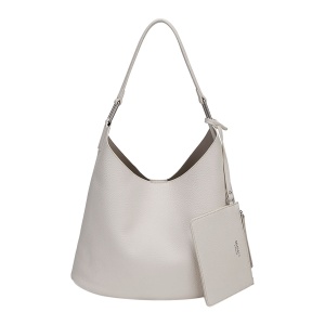 Geanta de Umar Dama, Diana&Co Firenze, Stil Hobo Shopper, Piele Ecologica Texturata, cu Portofel Detasabil Inclus, DTL947-1, beige