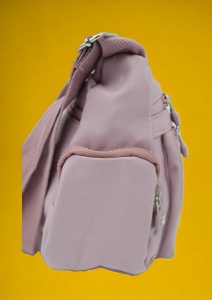 Geanta de umar femei R52, material rezistent, curea reglabila, buzunare laterale cu fermoar, 27x20x10cm, Lila - Img 3