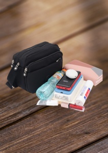 Geanta de umar femei R54 mini, comoda, material rezistent, 24x18x10cm, Negru - Img 6