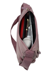 Geanta de umar pentru femei R2242, material rezistent, curea reglabila, 27x18x10cm, Lila - Img 6