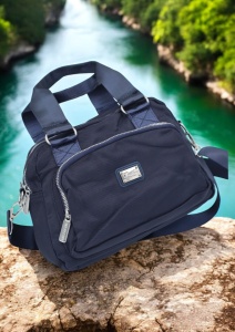 Geanta pentru femei cu manere, curea reglabila si detasabila R306, 25x16x13cm, Bleumarin - Img 4