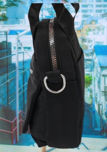 Geanta pentru femei R1311, cu manere si curea din material textil, 19x16x7cm, Negru - Img 7