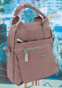 Geanta pentru femei R1311, cu manere si curea din material textil, 19x16x7cm, Roz - Img 3