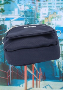 Geanta pentru femei R1311, cu manere si curea din material textil, 19x16x7cm, Bleumarin - Img 7