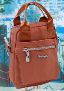 Geanta pentru femei R1311, cu manere si curea din material textil, 19x16x7cm, Portocaliu - Img 3