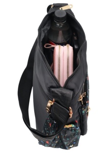 Geanta pentru femei tip crossbody R1130, material textil, curea reglabila, 25x16x13cm, Negru02 - Img 6