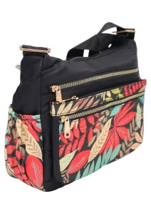 Geanta pentru femei tip crossbody R1130, material textil, curea reglabila, 25x16x13cm, Negru03 - Img 4