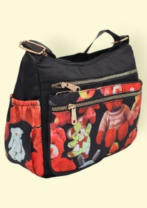 Geanta pentru femei tip crossbody R1130, material textil, curea reglabila, 25x16x13cm, Negru07 - Img 4