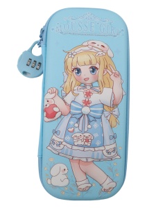 Penar pentru fete R6007, compartimente multiple, cu cifru, 22x10x4cm, Bleu
