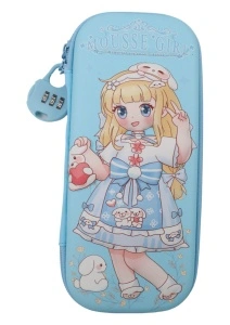 Penar pentru fete R6007, compartimente multiple, cu cifru, 22x10x4cm, Bleu