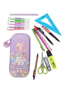 Penar pentru fete R6007, compartimente multiple, cu cifru, 22x10x4cm, Lila - Img 3