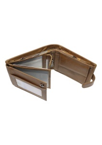 Portofel bărbătesc din piele RFID, Vera Pelle, 9 compartimente, cutie cadou, Q3181, maro - Img 4