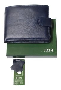 Portofel barbati din piele naturala, inchidere capsa, 12.5x10x2,5cm, R0111YK, bleumarin - Img 3