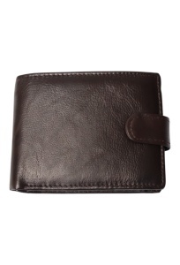Portofel barbati din piele naturala, inchidere capsa, 12.5x10x2,5cm, R002YK, maro