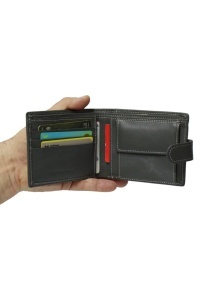 Portofel barbati din piele naturala, inchidere capsa, 12.5x10x2,5cm, R002YK, gri - Img 5