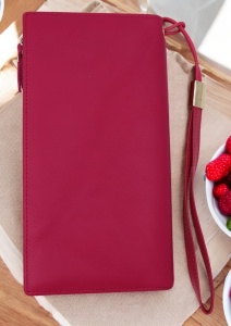 Portofel de damă din piele naturală Hassion R12 fuchsia - Img 3