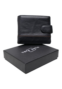 Portofel din piele pentru bărbați, RFID, compartimente pentru carduri, cutie cadou, Q3185, negru