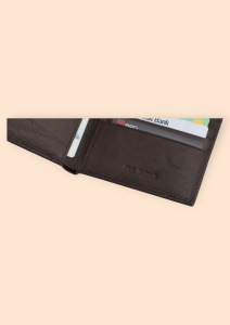 Portofel slim din piele naturală pentru bărbați Hassion R20026 maro inchis - Img 5