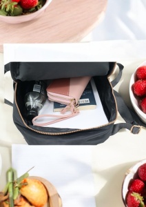 Rucsac de dama din material textil R2276, barete reglabile, compatibil A4, 34x27x12cm, negru - Img 9