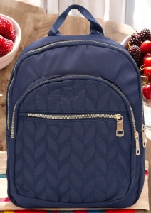 Rucsac de dama din material textil R2276, barete reglabile, compatibil A4, 34x27x12cm, Bleumarin