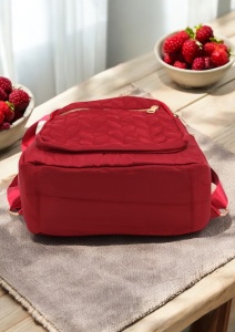Rucsac de dama din material textil R2276, barete reglabile, compatibil A4, 34x27x12cm, Grena - Img 5