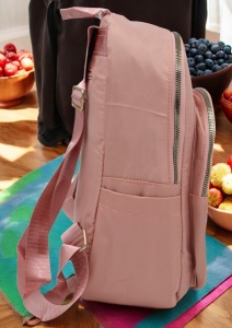 Rucsac de dama din material textil R2276, barete reglabile, compatibil A4, 34x27x12cm, Roz - Img 3
