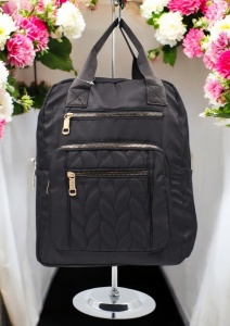 Rucsac de dama din material textil rezistent RX2282, cu manere si barete ajustabile, 34x26x10cm, Negru