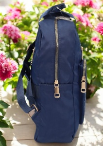 Rucsac de dama din material textil rezistent RX2282, cu manere si barete ajustabile, 34x26x10cm, Bleumarin - Img 3