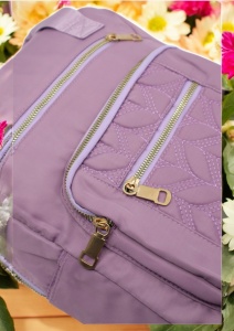 Rucsac de dama din material textil rezistent RX2282, cu manere si barete ajustabile, 34x26x10cm, Lila - Img 7