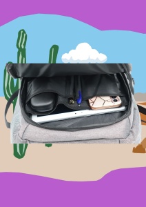 Rucsac pentru laptop R998155, gri, 49x35x21cm, bretele intarite si sistem de prindere pe troler - Img 10